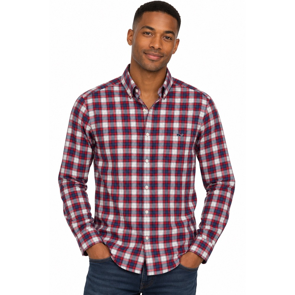 Vineyard Vines Performance Tucker Shirt XS Moonshine Red Velvet Plaid NWT